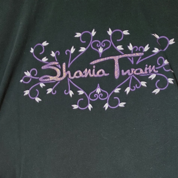 Tops - Shania Twain Mock Layer Cropped Long Sleeve Glittery Shirt
